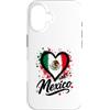 Mexico Travel Heart Co Custodia per iPhone 16 I Love Mexico Vacation Travel Heart Flag design messicano