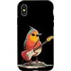 Rocking Robin Bird Outfit Custodia per iPhone X/XS Grumpy Robin Bird con chitarra elettrica per gli amanti delle piume