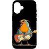 Rocking Robin Bird Outfit Custodia per iPhone 16 Costume da pettirosso canto con chitarra elettrica e piuma