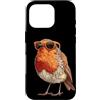 Robin Bird Outfit Custodia per iPhone 16 Pro Grafica divertente con pettirosso con gli occhiali