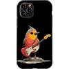 Rocking Robin Bird Outfit Custodia per iPhone 11 Pro Grumpy Robin Bird con chitarra elettrica per gli amanti delle piume
