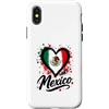 Mexico Travel Heart Co Custodia per iPhone X/XS I Love Mexico Vacation Travel Heart Flag design messicano