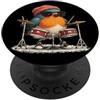 Rocking Robin Bird Outfit Drumming Robin Bird Costume con batteria e look fresco PopSockets PopGrip Adesivo