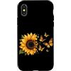 Sunflower Butterfly Floral Garden Nature Custodia per iPhone X/XS Farfalla Girasole Giardino Floreale Giard