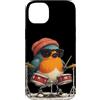 Rocking Robin Bird Outfit Custodia per iPhone 14 Plus Drumming Robin Bird Costume con batteria e look fresco