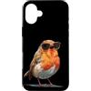 Robin Bird Outfit Custodia per iPhone 16 Plus Occhiali da sole per gli amanti di pettirossi e piume