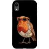 Robin Bird Outfit Custodia per iPhone XR Grafica divertente con pettirosso con gli occhiali