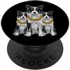 Cool 3 Hip Hop Trio Street Gold Chain Fu Abbigliamento da strada retrò Australian Shepherd Aussie Rap Old School PopSockets PopGrip Adesivo