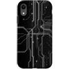 Monochrome Data Grid Custodia per iPhone XR White Circuit Scheda Madre Gamer Tech Grafica Estetica