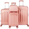 LEADZM Set di Valigie Rigide 4 Pezzi con Beauty Case, Set Valigie con Rinforzi Angolari, Luggage Suitcase Grande 23 kg in ABS (Rosa oro)