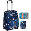 Seven Trolley Fisso Scuola, Blu, 2 in 1, Doppio Uso + Astuccio 3 Scomparti Seven, Blu, Bambino e Ragazzo