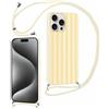Foonary Striped Cover con Cordino per iPhone 16 Pro Max, Custodia con Laccio Tracolla Collana Aesthetic Righe Estivi Disegni Silicone Necklace Regolabile Corda Case per iPhone 16 Pro Max 6,9, Gialle