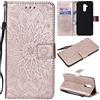 MUMOYAN CHcase Cover per Huawei Mate 20 Lite Custodia di Pelle Case Flip Portafoglio Retro Libretto Magnetico Protettiva Non Graffi Funzione Supporto Bumper Fiore Girasole per Huawei Mate 20 Lite - Oro Rosa
