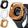 iVoler 3 Pezzi Cover per Apple Watch Ultra 3/2 / 1 49mm (Senza Pellicola Protettiva), Sottile Custodia Antiurto Anti-Graffio Morbida in Silicone TPU iWatch Bumper Case, Trasparente + Nero + Rosa Oro