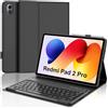 JADEMALL Custodia Tastiera per Redmi Pad 2 Pro 12.1 2025, Italiana QWERTY Tastiera Wireless Bluetooth Magnetica Staccabile per Tablet Xiaomi Redmi Pad 2 Pro 12.1 2025, Nero