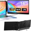 DZVW 14,0" Estensore per schermo portatile, doppio monitor estensore IPS FHD 1080P monitor da viaggio portatile Plug-and-Play per laptop da 13,3" a 17 con HDMI/USB-A/Type-C, compatibile con Windows/Mac,