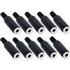 Generico 10x Connettore Jack 3,5mm Femmina Stereo, Presa Audio Volante a Saldare con Guidacavo in Gomma, Guscio in ABS Nero per Riparazione Cavi Cuffie, Auricolari e Sistemi Speaker - Set Professionale Bulk