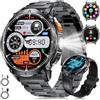 FITFLEX Smartwatch Uomo con Chiamata Bluetooth, 1,62 AMOLED Militare Orologio Smartwatch con 730mAh, Torcia LED, 110+ Modalità Sportive,Cardiofrequenzimetro e Sonno, Impermeabile 3ATM per iOS Android