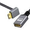 NFHK Cavo di prolunga da mini HDMI 1.4 maschio di tipo C 4K ad angolo di 90 gradi verso il basso a HDMI femmina, per DV MP4 fotocamera DC Laptop