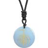 Lovionus89 Collana con ciondolo a forma di moneta fortunata a spirale con simbolo Reiki, per uomini e donne, regolabile, 60-65 cm, 30x30mm, Pietra, Nessuna pietra preziosa