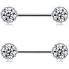 Melighting Piercing per capezzolo in acciaio chirurgico 316L, con zirconia cubica trasparente, 14 g, per donne e uomini, 14G, Acciaio inossidabile, acciaio, diamante