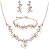 Clearine Sposa Collana Orecchini Bracciale Set per Donne Marquise CZ Gioielli per Matrimonio Prom Party Trasparente Rosa Oro-Fondo
