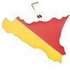 sicilia bedda - Ciondolo a Forma di Sicilia in Argento 925 - Charm Mappa Siciliana - 2.5 x 2 cm (BANDIERA ARGENTO)