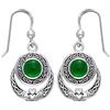 KWUNCCI Orecchini pendenti irlandesi da donna a forma di trifoglio, con nodo celtico Claddagh, Pietra Metallo, calcedonio verde