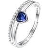 JeweBella Anello Argento 925 Donna Regolabile Anelli Pietra Cuore di Nascita Zirconia Cubica Anello Fedine Fidanzamento Coppia FEDI Nuziali con Confezione Regalo