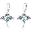 KQF Coniglio/manta/gufo orecchini da donna in argento sterling coniglietto gioielli abalone conchiglie regalo per donne ragazze, Argento sterling, Conchiglie di abalone