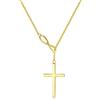 FANCIME Collana Ciondolo Croce Infinito in Argento 925 Placcato Oro Giallo Minimalista Gioielli per Donna Ragazza - Catena Lunghezza: 40 + 5 cm