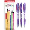 STABILO Marathon - Penna a sfera retrattile, punta fine da 0,7 mm, confezione da 3 (viola)