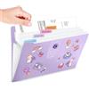 Generic Fisarmonica Cartella Espandibile per Documenti, Organizer Portatile per Documenti, Fatture e Ricevute con Etichette, Forniture per Ufficio, Scuola Universitaria e Casa (Viola, 5 Tasche con Adesivi)