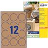 Avery L7106-20 Etichette per Prodotti in Carta Kraft, Effetto Cartone, Rotonde, Diametro 60, 20 ff, Marrone