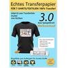 TransOurDream 100 fogli + 10 fogli di carta siliconata, formato A4, vera pellicola di trasferimento a getto d'inchiostro/laser, pellicola termoadesiva per tessuti scuri, carta per magliette scure