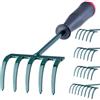 Kadax Rechen, piccolo rastrello con gambo, scope a foglie di metallo, perdite per giardino, letto, prato, utensili da giardino, utensili da eurechen, rastrello da giardino,(25 cm, 5 denti)