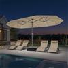 PURPLE LEAF Ombrellone da giardino esterno 455 x 270 cm in alluminio grande ombrellone doppio con LED e piedistallo per terrazza, giardino, balcone e piscina, cachi., Modèle avec LED