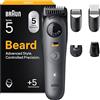 Braun Regolabarba Uomo Series 5, Rasoio Elettrico Barba, +5 Strumenti Styling, Lama Ultra Affilata, 120 Min Autonomia, Impermeabile, Selettore di Precisione con 40 Lunghezze&Blocco Bt5525 Grigio