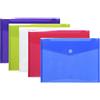 Exacompta - Rif. 56420E - Cartone da 50 buste con chiusura a strappo e patta in morbido PP, dimensioni di una busta: 24 x 31,5 cm, formato A4, colori assortiti