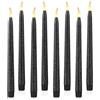 Rhytsing Set di 8 Candele coniche senza fiamma con glitter neri, Candele a batteria con Funzione Timer per Halloween, 28 cm