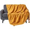 HOMESCAPES Copriletto o copridivano 100% cotone tessuto a mano - Rajput - Giallo senape - 150 x 200 cm