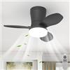 Qcyuui Ventilatore da Soffitto con Luce 65cm LED, 6 Velocità Dimmerabile Cambio, Timer Inversione Rotazione Controllo Indipendente con Telecomando per Salotto Camera da Letto Cucina Ufficio Nero