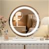 Kwanner Hollywood, specchio da trucco a LED con luci, con controllo touch, tavolo da toeletta illuminato, rotondo, 40 cm, rotazione a 360°, bianco (rotondo)
