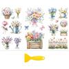 Peacoblue Rub-On - Adesivi di trasferimento per mobili, decorazione fai da te, 15 x 30 cm, vasi di fiori e bouquet, 3 pezzi, resistenti ai raggi UV, per cassetti, comò, vetro, porcellana, legno