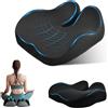 Ecofocet Cuscino Sedia Ufficio, Cuscino Ergonomico Memory Foam, Cuscino Ortopedico Seduta per Coccige, Allevia Sciatica e Dolori Lombari, Fodera Lavabile Antiscivolo, per Ufficio Casa Auto (Nero)