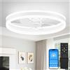 VOLISUN Ventilatore Da Soffitto Con Luce e Telecomando, 6 Velocità E Dimmabile, Lampadario Ventilatore Moderno, Ventilatore Da Soffitto LED Silenzioso Per Camera Da Letto E Soggiorno (Bianco, 49.5CM)