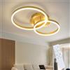 ZMH Lampada da soffitto a LED per soggiorno - Lampada da camera da letto dimmerabile dal design moderno da 59 cm con telecomando, oro, 2 anelli in acrilico, plafoniera da 46 W