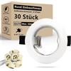 HiBay 30x Cornice Faretti da Incasso per Cartongesso GU10,Foro 65mm-68mm,Portalampada GU10,Portafaretto Rotondo Bianco,Faretti Led Soffitto per LED e Alogeno
