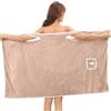 Generico Plus Size Women's Wearable Shower Skirt Towel, Wearable Towels Robe for Women After Shower, Quick Drying No Hair Loss, for Sauna Beach Pool Gym Travel (khaki)