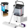 Masthome Mocio e Secchio con Strizzatore, Mocio Lavapavimenti Professionale, Mop e Secchio con Sistema di Separazione Dell'Acqua Pulita e Sporca, con 2 Panno in Fibra, per Casa, Bagno e Ufficio